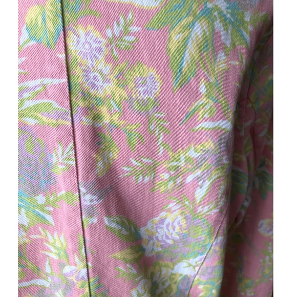 Vintage 90s FDJ  pastel flowers denim blazer jacket made in Canada EUC - Picture 3 of 7